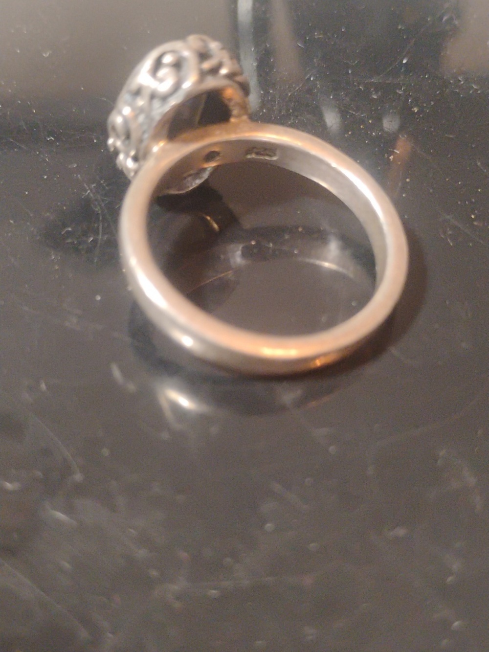 925 Sterling Stamped Brown Gemstone Ring Heavy Boho Style Size 9 - Picture 7 of 12